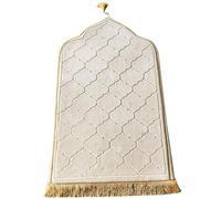 SPSMOKH Alfombra de oración musulmana tradicional turca islámica gruesa y suave, grande, 65 x 110 cm, alfombra de oración para sala diaria y meditación (blanco)