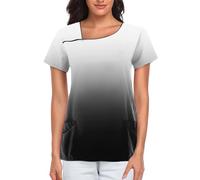 SPSMOKH Camiseta de manga corta para mujer, ropa de trabajo de clínica médica, camiseta de lactancia de color degradado, atuendo de terapeuta de belleza, camiseta quirúrgica médica para enfermeras