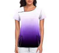 SPSMOKH Camiseta de manga corta para mujer, ropa de trabajo de clínica médica, camiseta de lactancia de color degradado, atuendo de terapeuta de belleza, camiseta quirúrgica médica para enfermeras