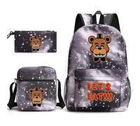 SPSMOKH Five Nights Mochila de tres juegos FNAF bolsa de lona anime dibujos animados bolsa de hombro estudiante mochila escolar regalo de cumpleaños niños niñas, Star Black Freddy, 40*30*16CM