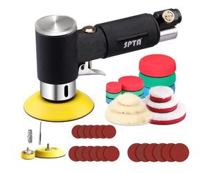 SPTA 25mm/50mm/80mm Lijadora de Aire Orbital Aleatoria, Mini Lijadora Neumática para Automóvil, Pulidora Neumática con 33 Almohadillas de Pulido