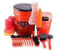 SPTA Juego de 33 Cubos de Lavado de Coche, Cubo de Detalles sin arañazos de 20 L con Filtro de Lavado de Coche, Guante de Lavado, Toallas de Esponja, Juego de cepillos para Detalles de neumáticos,