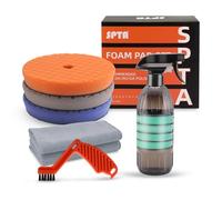 SPTA Kits de pulido de pulido, con 3 almohadillas de pulido de 6.5 pulgadas, limpiador de almohadillas de 16 onzas, 2 toallas de microfibra y 1 cepillo de limpieza, todo para pulidor y pulido de coche