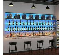 SPTZQURY Botellero Soporte Montado En La Pared 3 Niveles Moderno de Pared con Soporte para Copas Botellas de Vino de Almacen amiento Estante Multifuncional para Metálico Exhibición De Vino (A, 240cm)