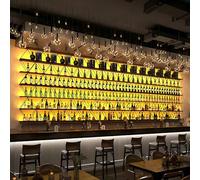 SPTZQURY Botellero Soporte Montado En La Pared 3 Niveles Moderno de Pared con Soporte para Copas Botellas de Vino de Almacen amiento Estante Multifuncional para Metálico Exhibición De Vino (A, 360cm)