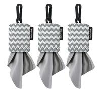 SPUDZ Classic | Toallas de microfibra de 6 x 6 pulgadas con bolsas de neopreno | Paños de limpieza de microfibra de alta calidad para portátiles, lentes, cámaras, pantallas y más | Cheurón gris