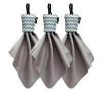 SPUDZ Classic | Toallas de microfibra de 6 x 6 pulgadas con bolsas de neopreno | Paños de limpieza de microfibra de alta calidad para portátiles, lentes, cámaras, pantallas y más | Cheurón gris