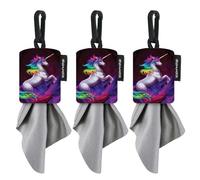 SPUDZ Classic | Toallas de microfibra de 6 x 6 pulgadas con bolsas de neopreno | Paños de limpieza de microfibra premium para portátiles, lentes, cámaras, pantallas y más | Unicornio vibrante (paquete