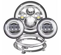 SPUFKGE Faro Delantero Motocicleta para Electra para Glide para Road para King para Classic para Road/Faro LED De 7 Pulgadas + Luces Antiniebla 4,5 Anillo Montaje Soporte 7"