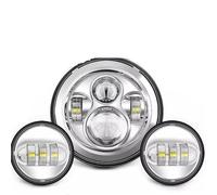 SPUFKGE Faro Delantero Motocicleta para Electra para Glide para Road para King para Classic para Road/Faro LED De 7 Pulgadas + Luces Antiniebla 4,5 Anillo Montaje Soporte 7"