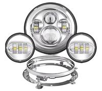 SPUFKGE Faro Delantero Motocicleta para Electra para Glide para Street para Road para Ultra/Faro LED 7 Pulgadas + Faros Antiniebla 4,5 con Anillo Montaje