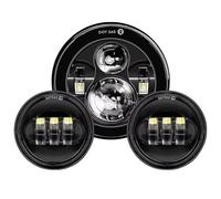 SPUFKGE Faro Delantero Motocicleta para Fat para Boy para Switchback para Heritage para Road para King LED De 7 Pulgadas + Luces Antiniebla 4,5 Anillo Montaje Soporte 7"