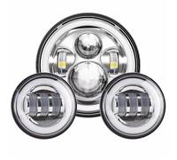 SPUFKGE Faro Delantero Motocicleta para Fat para Boy para Switchback para Road para King para Ultra/Faro LED 7 Pulgadas + Luces Antiniebla 4,5 Anillo Montaje Soporte 7"