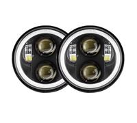SPUFKGE Faro Delantero Motocicleta para Sportster 1200 883 para Street para Softail para Dyna 5 3/4 "DRL Faro Redondo para Motocicleta,75 Pulgadas LED Halo Ojos De Ángel