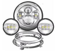 SPUFKGE Faro Delantero Motocicleta para Touring, para Electra para Glide para Road para King para Street para para Faro LED 7 Pulgadas + Faros Antiniebla 4,5