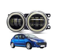 SPUFKGE Faros Trabajo 2 X Conjunto Luz Antiniebla Ojo Ángel Para Coche Para Peugeot 206 206 T3E 2009 2010 2011 2012 Lente LED DRL Lámpara Diurna Antiniebla 30W 12V Lámpara Conjunto(White and Red)