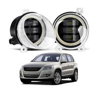 SPUFKGE Faros Trabajo 2 X Conjunto Luz Antiniebla Ojo Ángel Para VW Para Tiguan (5N_) 2007 2008 2009 2010 2011 9006 LED Lente Coche Lámpara Antiniebla Diurna DRL Lámpara Conjunto(Yellow and Red)