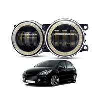 SPUFKGE Faros Trabajo Conjunto Luz Antiniebla Ojo Ángel 2 Piezas Para Peugeot 307 2002-2008 Lente LED Coche DRL Lámpara Conducción Antiniebla 30W 6000LM 12V Lámpara Conjunto(White and White)
