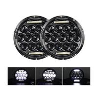 SPUFKGE Faros Trabajo Faro Led De 7 Pulgadas H4, Luces De Circulación Redondas De Haz Alto Y Bajo Para Jeep, Para Wrangler JK, Para Lada, Para Niva 4x4 Lámpara Conjunto(2x black halo A)