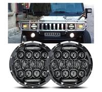 SPUFKGE Faros Trabajo Faro Led Halo De 7 Pulgadas Para Coche, Accesorios Para Jeep Para Wrangler JK TJ CJ, Faro DRL De Parachoques Delantero 75W 40W Lámpara Conjunto(With 9007 Adapter C)