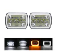 SPUFKGE Faros Trabajo Faro LED Rectangular De 5x7 Pulgadas, 7x6 Pulgadas, DRL, Haz Alto Y Bajo Para Jeep, Para Wrangler YJ, Para Cherokee XJ, Faro H4 Para Coche Lámpara Conjunto(35W Chrome)