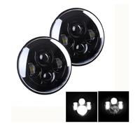 SPUFKGE Faros Trabajo Faro LED Redondo De 2 Piezas Y 7 Pulgadas Para Hummer H1 H2 12V 24V Lámpara Conjunto(No Halo Black)