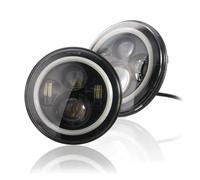 SPUFKGE Faros Trabajo Faro LED Redondo De 2 Piezas Y 7 Pulgadas Para Hummer H1 H2 12V 24V Lámpara Conjunto(Black 2piece)