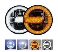 SPUFKGE Faros Trabajo Faros delanteros redondos de diamante H4, 7 pulgadas, para Jeep para Wrangler, 300W, 6000K, 3000K, 300000LM, presión amplia, 9-30V Lámpara Conjunto