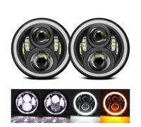 SPUFKGE Faros Trabajo Para Nissan Para Patrol Y60 Para Safari Faro LED DRL De 7 Pulgadas Lámpara Conjunto(50w Halo light Black)