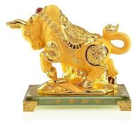 Spulperture Tabletop Fengshui Figuras Feng Shui Ornamentos Chinos Ox Año de Oro Resina Decoración de Figuras coleccionables Decoración para la Riqueza de la Suerte Office-Feng Shui