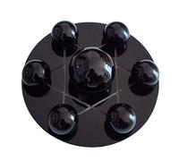 Spulture Tabletop 7 Chakra Gemstone Bola, bola de esfera de cristal de chakra natural con soporte de obsidiana negro, adornos meditativos de matriz de siete estrellas Chakra Healing Stone Quartz