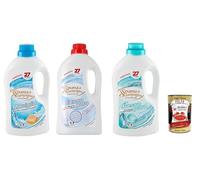 Spuma di Sciampagna - Detersivo Lavatrice Marsiglia, Bianco Puro. Fresco Puro, detergente líquido desinfectante, 27 lavados, 3 x 1215 ml + Polpa italiana Gourmet 400 g