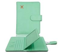 Spunklad Funda de cuero prémium para pasaporte, impermeable, con bloqueo RFID, billetera de viaje con soporte para bolígrafo, bonito libro de pasaporte para mujeres y hombres, Green, Carry-On, Viajes