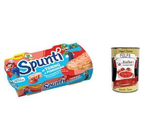 Spuntì Tonno e Pomodoro, crema difundible de atún y tomate, 2 latas de 84 g + Polpa italiana Gourmet 400 g