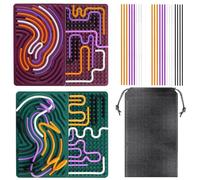 Spurleh 2pcs Sensory Activity Board Silicona Doble Juguetes sensoriales para Autismo y TDAH Estrés ansiedad Tablero de Actividad Sensorial Autismo con 22 Cuerdas (Verde y Rojo)