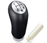 Spurtar Pomos de Palanca de Cambios 5 Velocidades Manual Palanca de velocidad del coche para Renault Clio 3 III 2005-09, Clio 4 2012-19, Megane 2 Laguna 2 2003-09, Negro Cuero, con Adaptador
