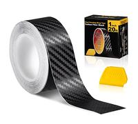 Spurtar Rollo de Cinta de Fibra de Carbono, 2,5CM x 6M, Adhesivo de liberación de Aire, Tira de Vinilo Negra cromada 3D de Fibra de Carbono para Detalles, Cinta Opaca para Coches, Motocicletas