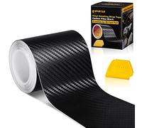 Spurtar Rollo de Cinta de Fibra de Carbono, 7,6CM x 6M, Adhesivo de liberación de Aire, Tira de Vinilo Negro Cromado 3D, Cinta Opaca para Coches, Motocicleta, Herramienta Gratuita