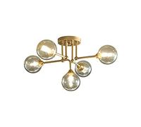 Sputnik 12 Luces, lámpara Montaje Semi Montura Dorada Techo Moderno con Tonos de Vidrio para el Comedor Dorado y Negro 61x30cm