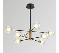 Sputnik Chandelier, Scandinavian Designer Dining Room Living Room Semi Recessed Ceiling Pendant Light with Clear Glass Shade, Height Adjustable