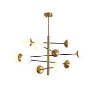 Sputnik Lámpara de araña de 12 luces Lámpara colgante moderna Lámpara de techo dorada de mediados de siglo con pantalla de vidrio transparente para cocina Sala de estar Dormitorio, Dorado, 10 luces