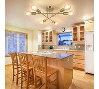 Sputnik Moderno 6 Luces Mediados Siglo Colgante lámpara Techo de Montaje Semi rasgadoras, latón