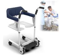 SPXMQSS Gruas para Personas Mayores, Silla de Ruedas Minusvalidos, Silla Ducha WC con Ruedas, 4 en 1 Silla Transferencia, con Asiento Dividido 180°