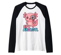 Spy Axolotl Kawaii Pink Detective Secret Agent Disfraz Niña Camiseta Manga Raglan