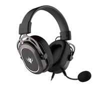 SPYCO - Auriculares Gaming | Audio 7.1 | Controlador de Audio 50mm | Micrófono Omnidireccional | Plegables y Ligeros | Amplia Compatibilidad | Conector Jack 3.5mm, Negro/Plata, 50mm, Cuero sintético