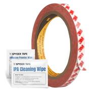 Spyder Tape 9088 Cinta Doble Cara 10mm x 10m - Adhesivo Acrílico Industrial - Resistente al Clima, Calor 150°C y Rayos UV - Fijación Transparente para Automóvil, Metal, Vidrio, Plástico Reforzado