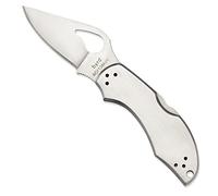 Spyderco Byrd Robin 2 Folding Knife - Stainless Steel Handle with PlainEdge, Full-Flat Grind, 8Cr13MoV Steel Blade and Back Lock - BY10P2