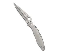 Spyderco C07S, Cuchillo Police Bolsillo, Plateado, Talla única | Longitud total de 9.5 pulgadas, hoja de acero VG-10 de 4.2 pulgadas, mango de acero inoxidable, bloqueo trasero