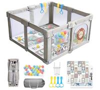 SPYLAVE Parque Infantil Plegable 150x150cm con Colchón, Tela Oxford 300D, Red Transpirable 360°, Base Antideslizante, Portátil, Zona de Juegos Segura para Interiores y Exteriores