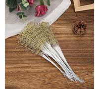 SPYMINNPOO Accesorios de Decoración de ABS con Hilo de Perlas para Fiesta de Bodas, Palitos Florales Duraderos para Ramos, 100 Piezas Plateadas, Blancas y Doradas para Decoración Nupcial (Gold)